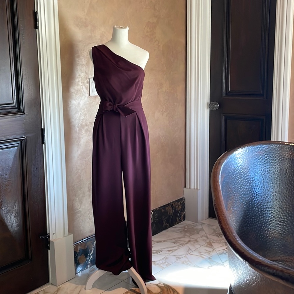 Asymmetrical pant suit.